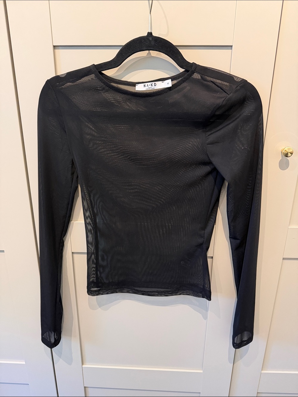 Na-kd Black Sheer Long-Sleeve Top